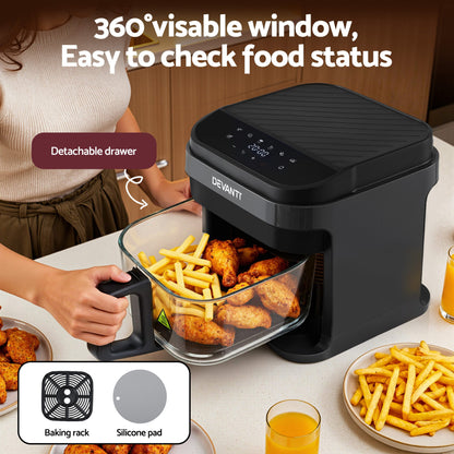Devanti Air Fryer 5.5L Touch Control Electric Cooker 1200W Black - Image 4