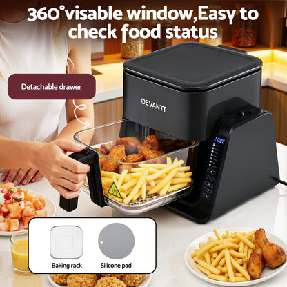 Devanti 2-IN-1 Air Fryer 5.5L Dual Zone Fryers Electric Cooker with Top BBQ Grill & Bot - Image 5