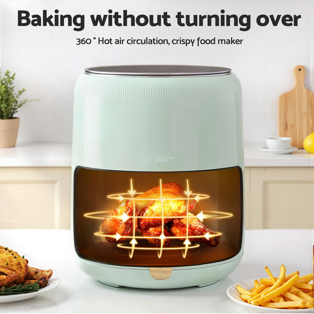 Devanti 5L Air Fryer Touch Control 1700W Green - Image 7