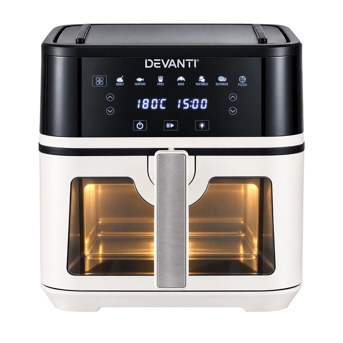 Devanti 8L Air Fryer BBQ Grill 2-in-1 Flip 1650W Touch Control Oil Free White - Image 4