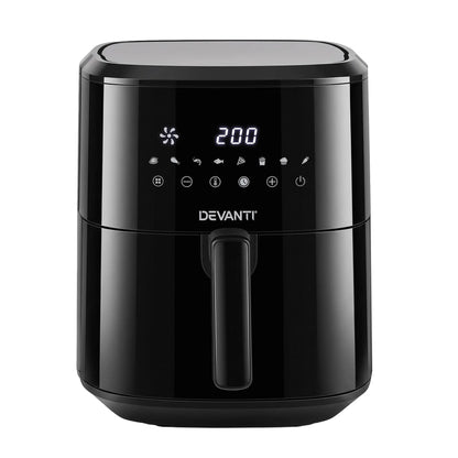 Devanti Air Fryer 6.5L 1700W Digital Touch 8 Presets Non-Stick Basket Black - Image 3