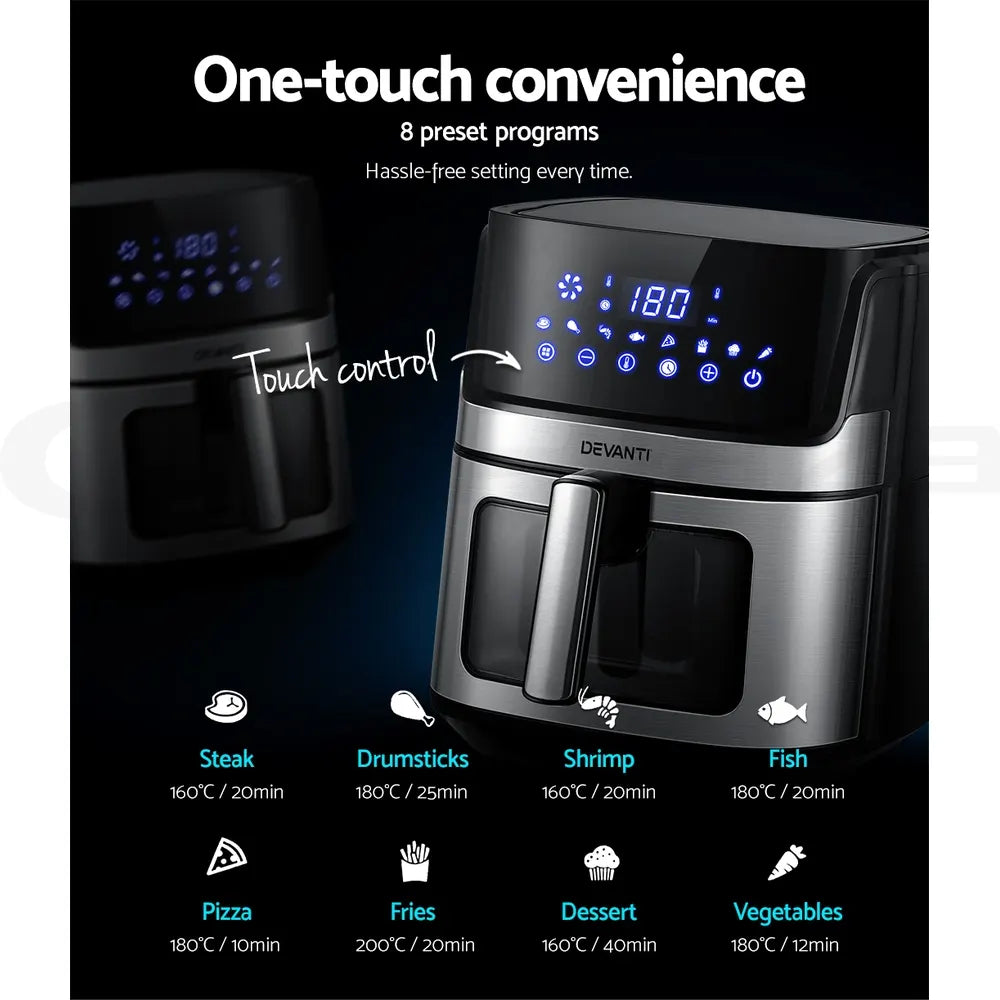 Devanti Air Fryer 6.5L LCD Fryers Clear Window - Image 4