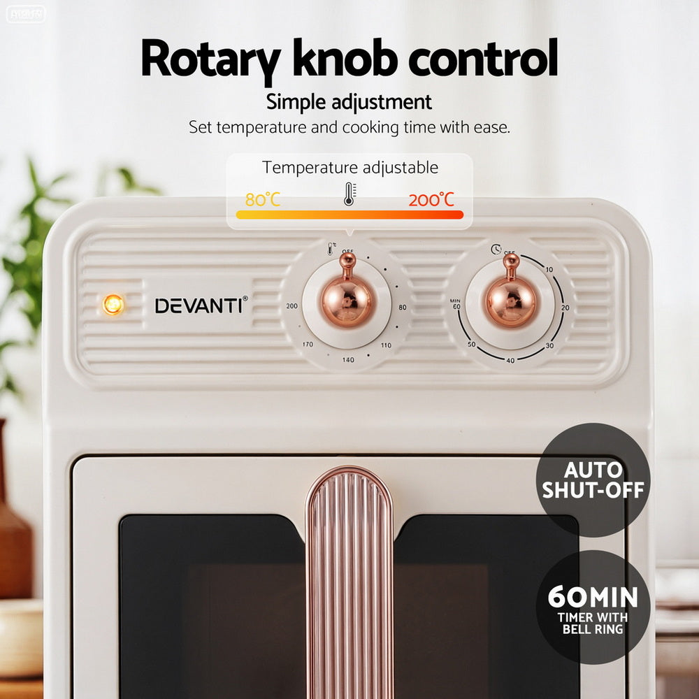 Devanti 6L Air Fryer Knob Control 1700W Cream - Image 4