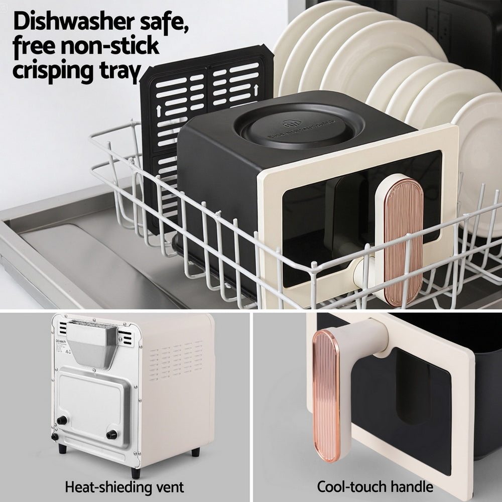 Devanti 6L Air Fryer Knob Control 1700W Cream - Image 6