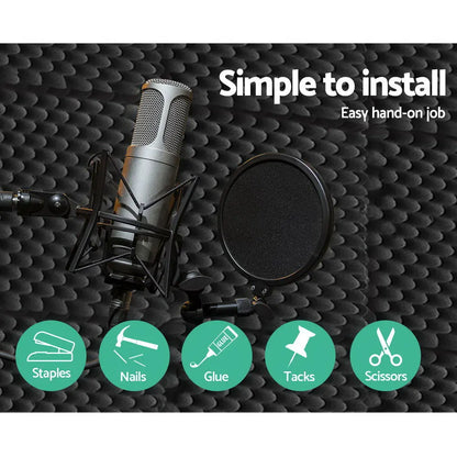 Alpha Acoustic Foam 60pcs 50x50x5cm Sound Absorption Proofing Panels Eggshell - Image 6