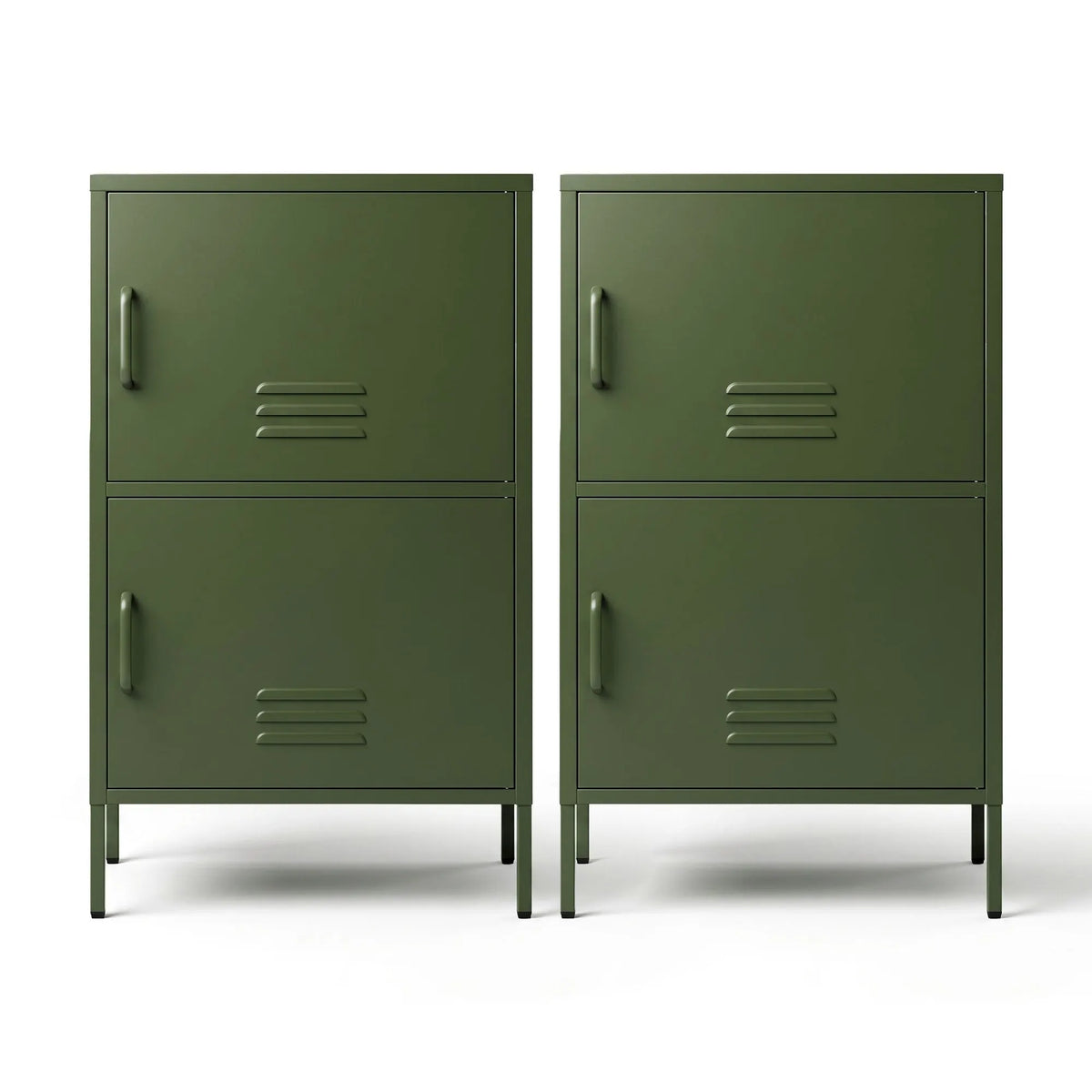 Artiss 2x Buffet Sideboard Cabinet Storage Cupboard 2 Doors Metal Green DOUBLE - Image 4