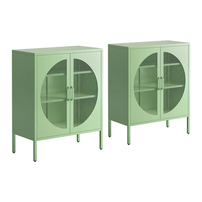 Artiss 2x Buffet Sideboard Cabinet ELSA Cupboard Storage Mesh Doors Metal Green