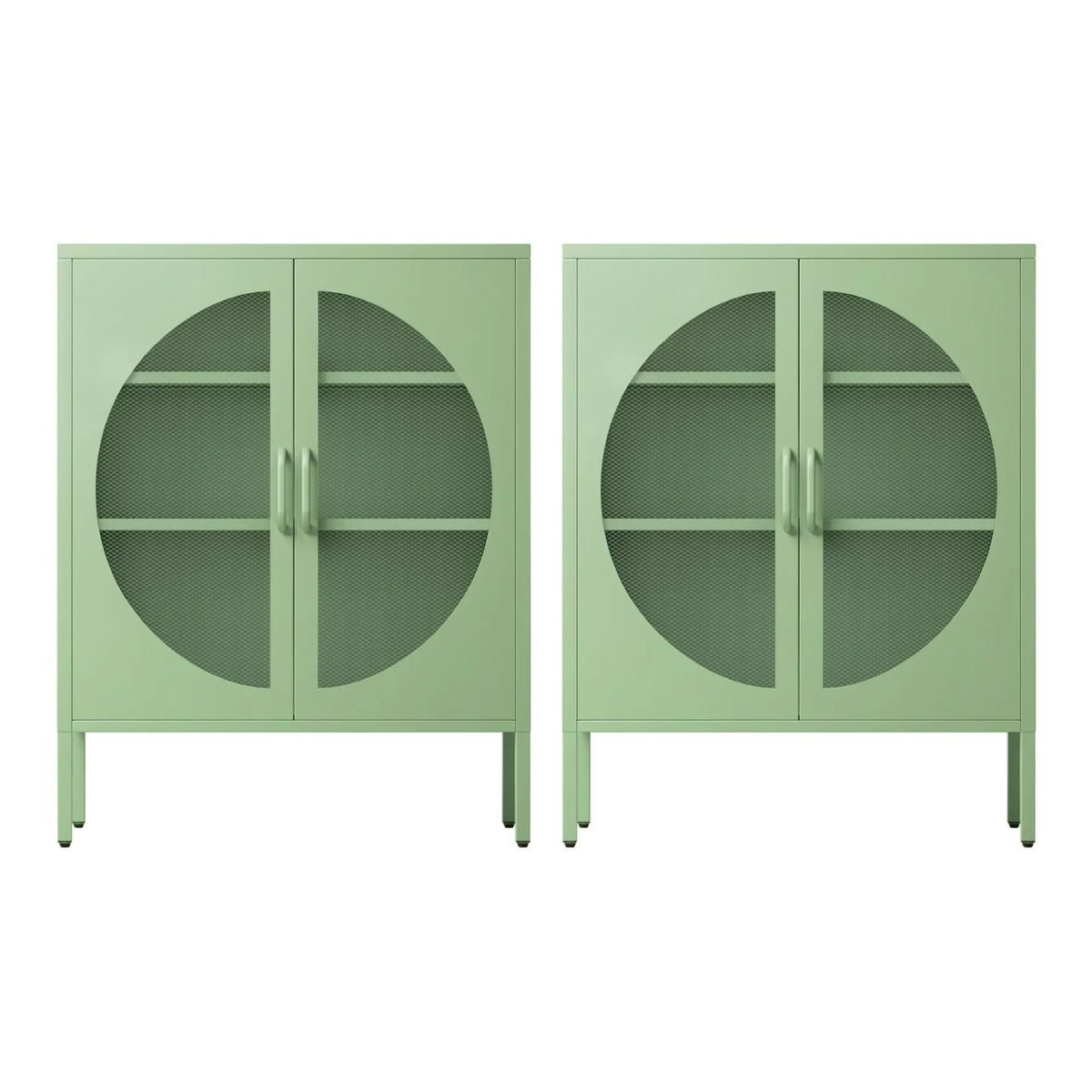 Artiss 2x Buffet Sideboard Cabinet ELSA Cupboard Storage Mesh Doors Metal Green - Image 4