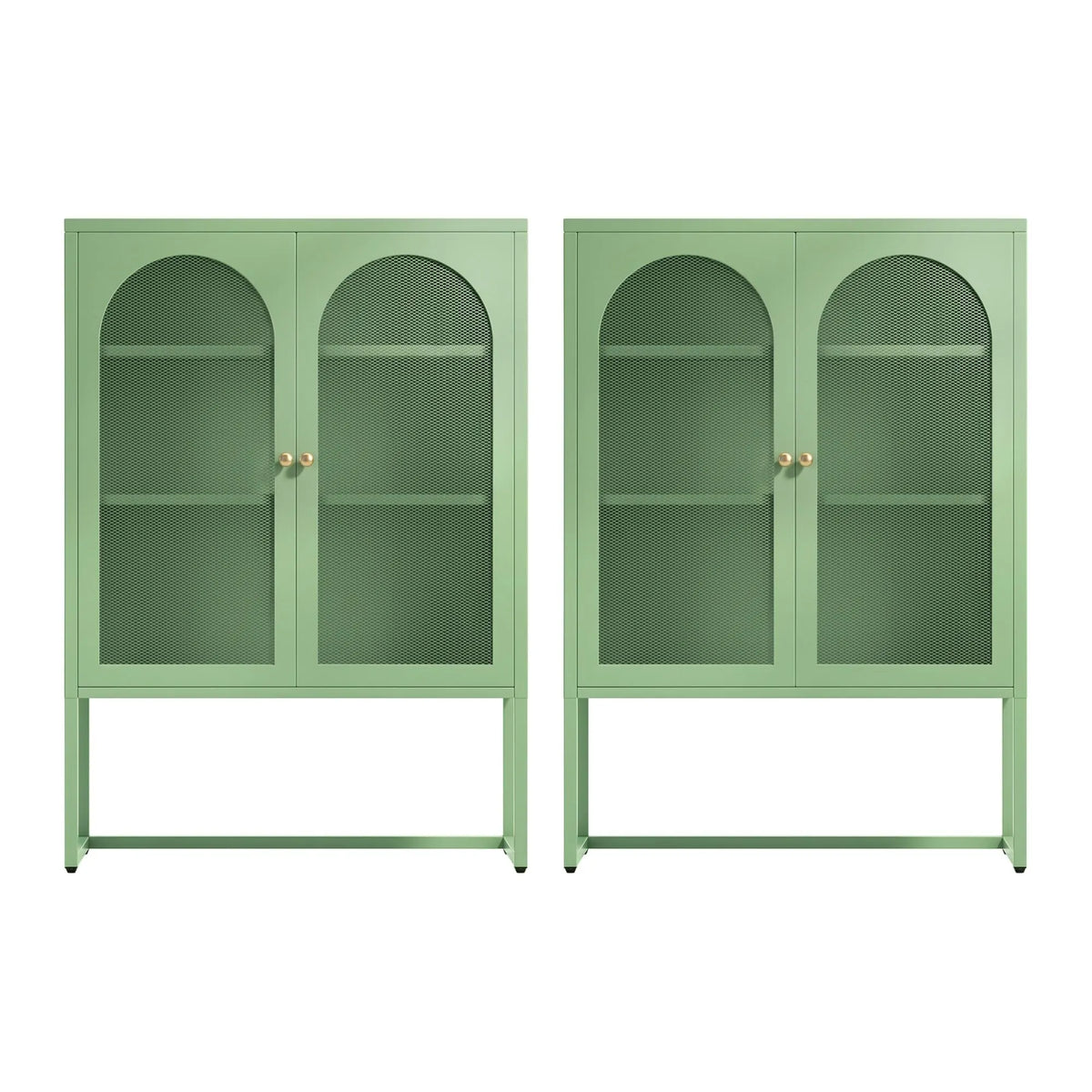 Artiss 2x Buffet Sideboard Cabinet ELMA Cupboard Storage Mesh Doors Metal Green - Image 4
