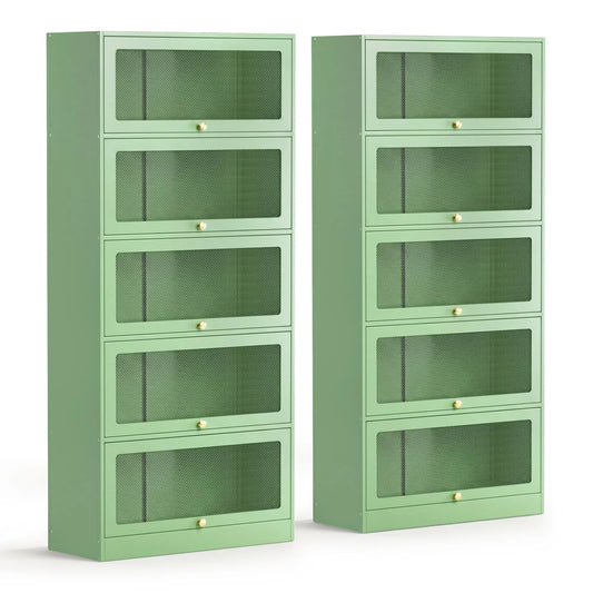 Artiss 2x Buffet Sideboard Cabinet Storage Cupboard Mesh Doors Metal ELIA Green