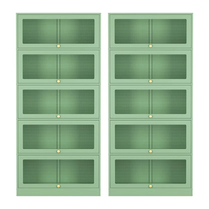 Artiss 2x Buffet Sideboard Cabinet Storage Cupboard Mesh Doors Metal ELIA Green - Image 4