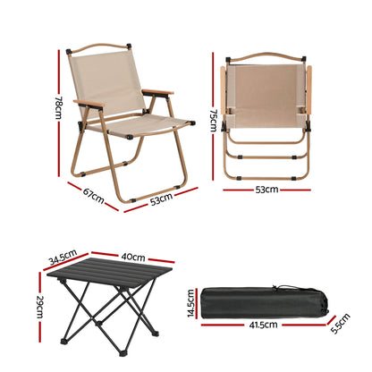 Weisshorn 3pc Camping Table Chair Set Outdoor Folding Aluminium Portable Picnic - Image 2