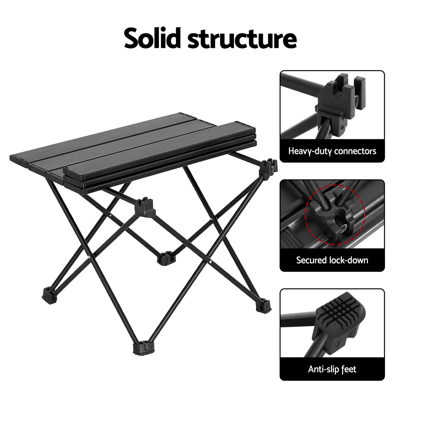 Weisshorn 3pc Camping Table Chair Set Outdoor Folding Aluminium Portable Picnic - Image 8