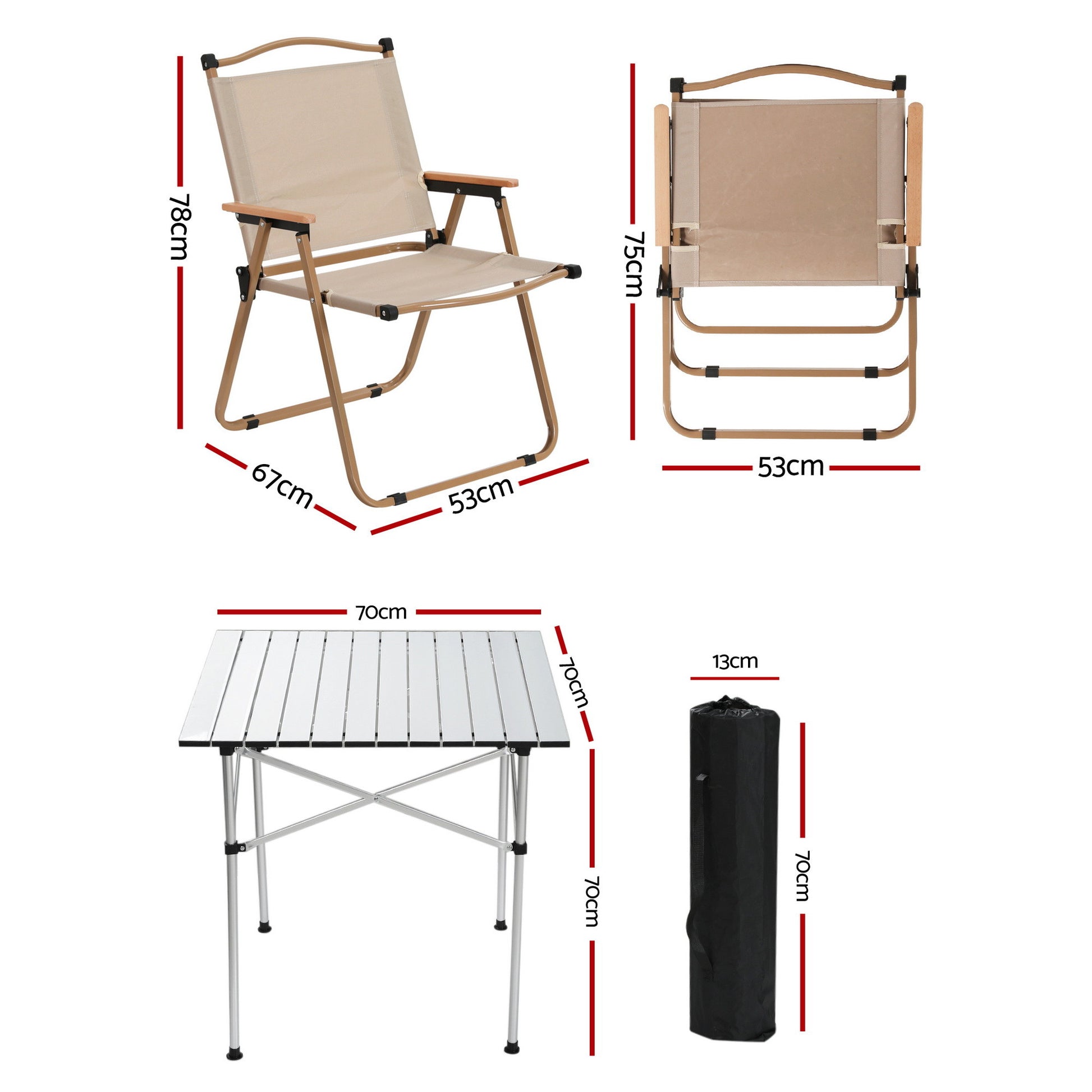 Weisshorn 3pc Camping Table Chair Set Outdoor Folding Aluminium Portable Picnic - Image 2