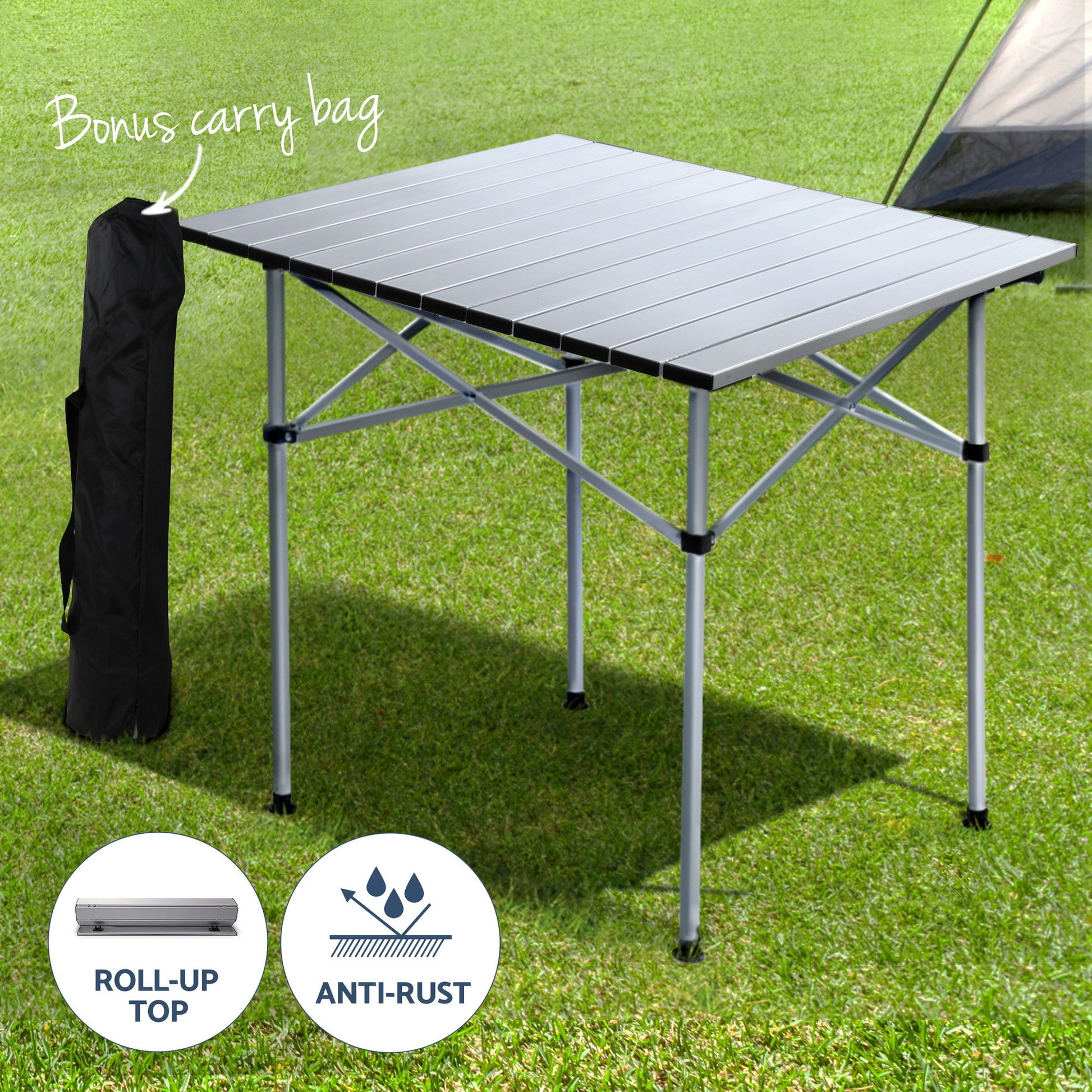 Weisshorn 3pc Camping Table Chair Set Outdoor Folding Aluminium Portable Picnic - Image 7