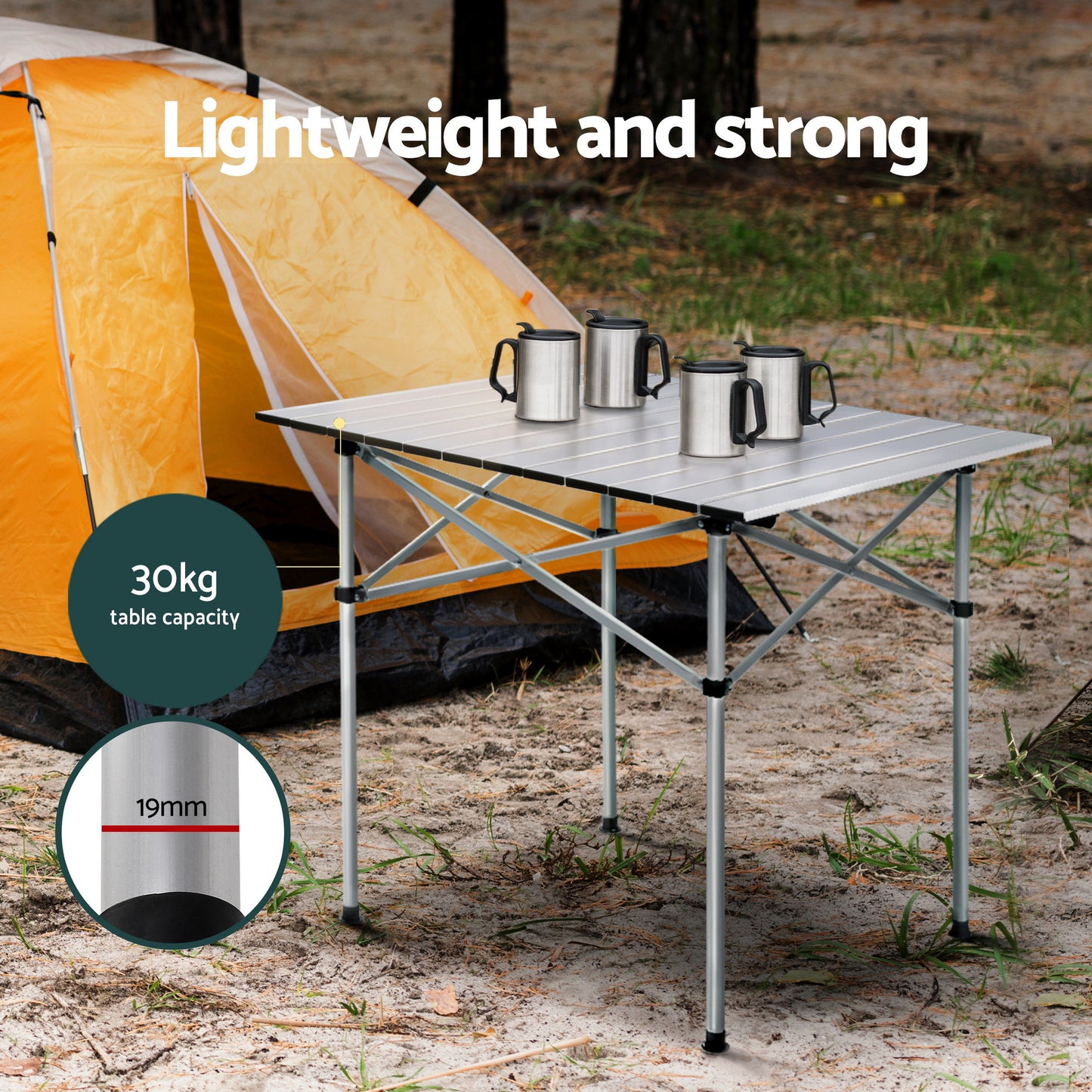 Weisshorn 3pc Camping Table Chair Set Outdoor Folding Aluminium Portable Picnic - Image 8
