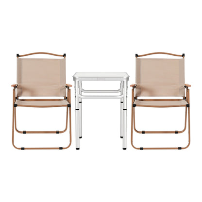 Weisshorn 3pc Camping Table Chair Set Outdoor Folding Aluminium Portable Picnic - Image 3