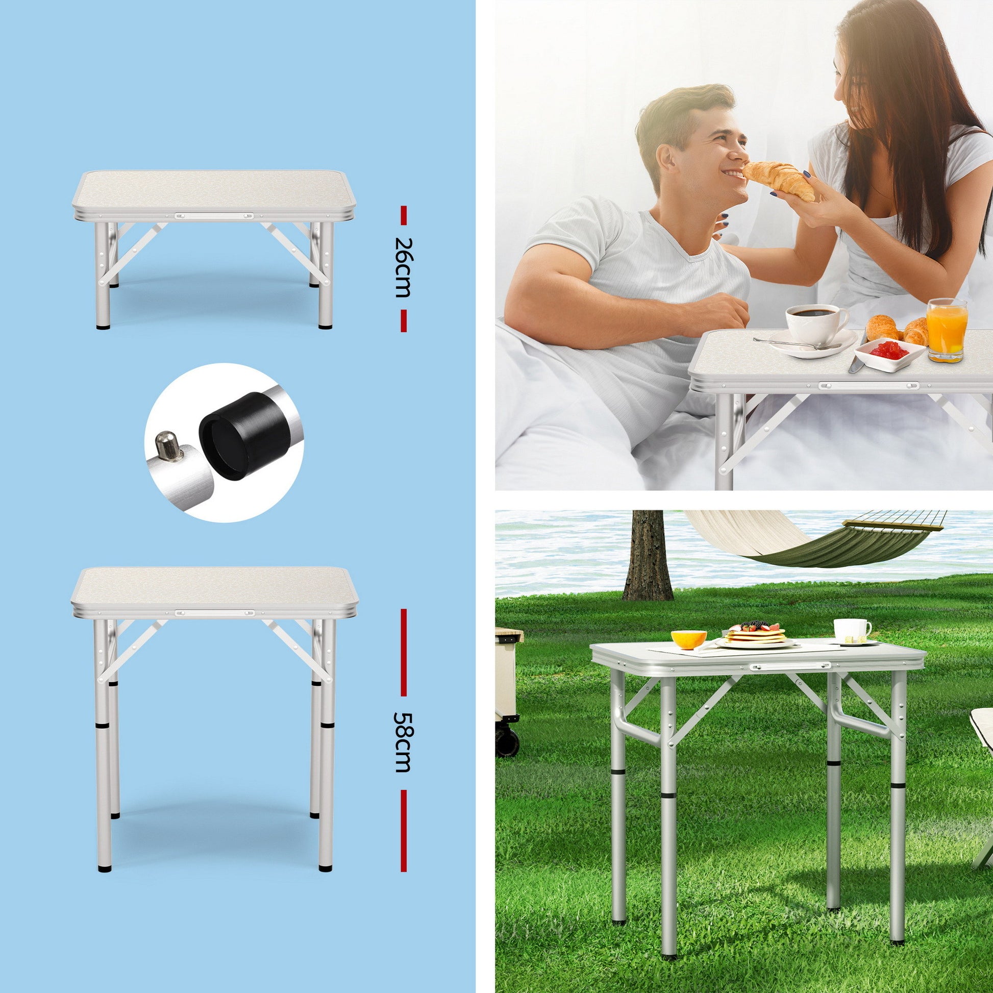 Weisshorn 3pc Camping Table Chair Set Outdoor Folding Aluminium Portable Picnic - Image 9