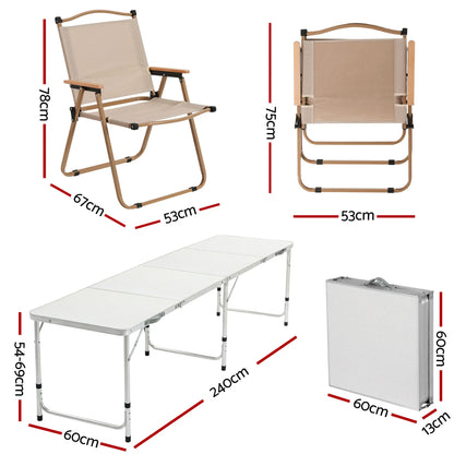 Weisshorn 7pc Camping Table Chair Set Outdoor Folding Aluminium Portable Picnic - Image 2