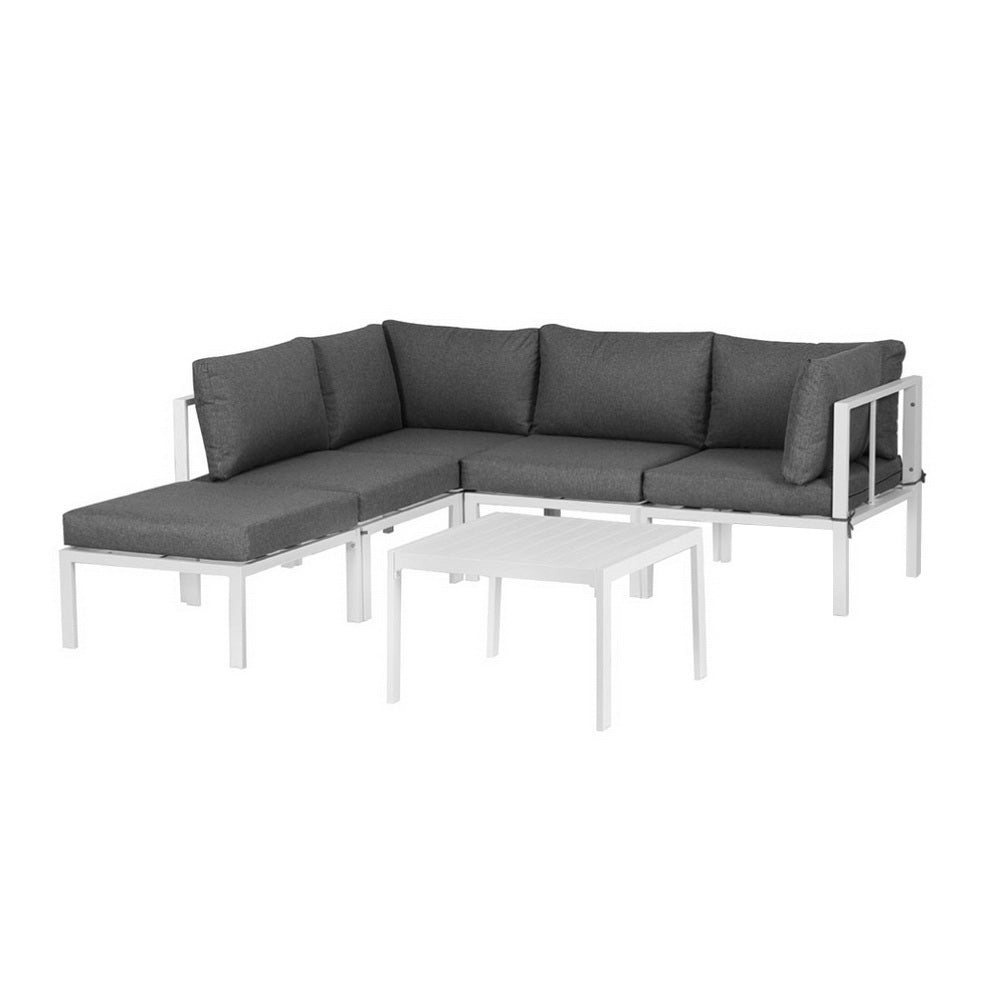 Gardeon 6PCS Outdoor Sofa Set Aluminium Table and Chairs Lounge Patio Furniture
