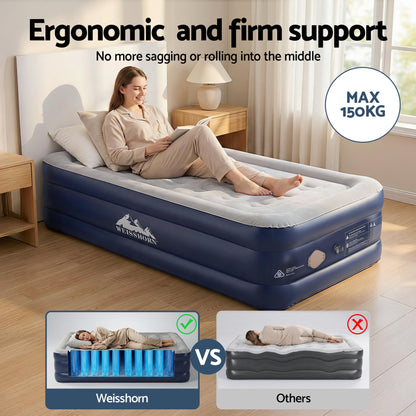 Weisshorn Air Mattress Single Inflatable Bed 46cm Air bed Cube - Image 6