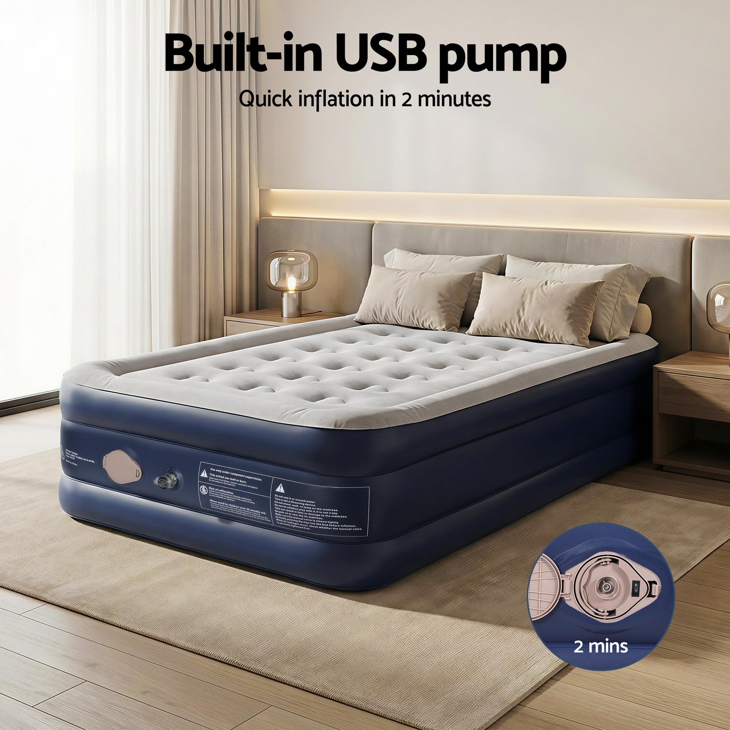 Weisshorn Air Mattress Single Inflatable Bed 46cm Air bed Cube - Image 8
