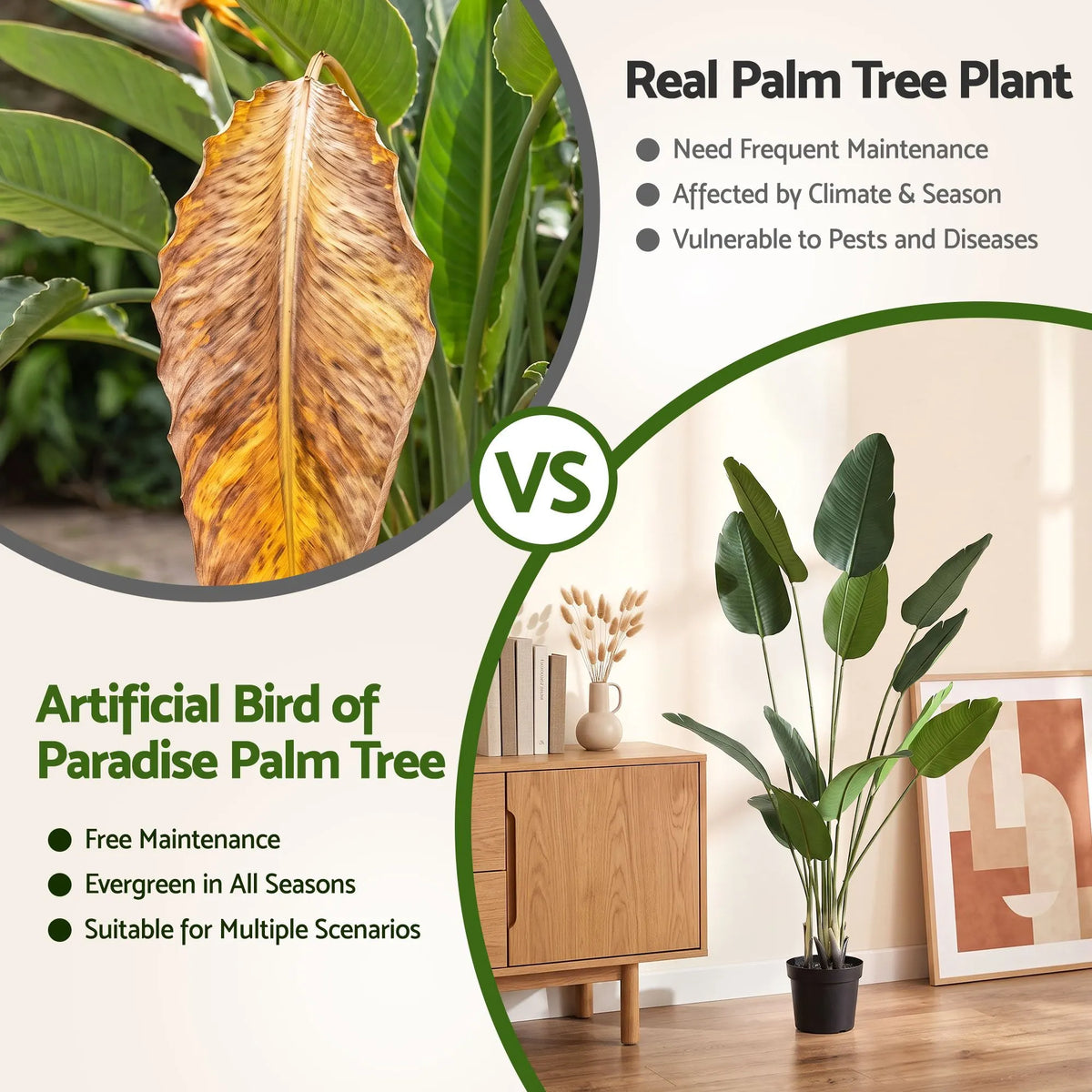 Artiss 150cm Artificial Bird of Paradise Plant Lifelike Textured Leaves Wipe-Clean Indoor Home Decor - Image 6