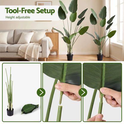 Artiss 180cm Artificial Bird of Paradise Plant Lifelike Textured Leaves Wipe-Clean Indoor Home Decor - Image 4