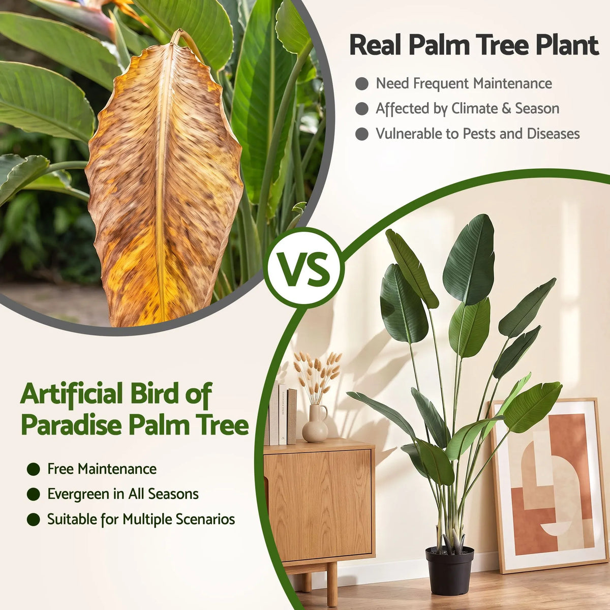 Artiss 180cm Artificial Bird of Paradise Plant Lifelike Textured Leaves Wipe-Clean Indoor Home Decor - Image 6
