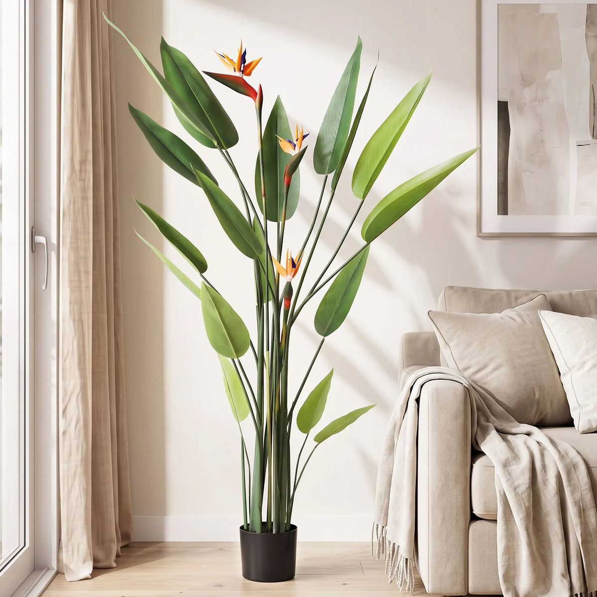 Artiss 150cm Artificial Bird of Paradise Plant with Flowers Realistic Leaves for Home Office Decor