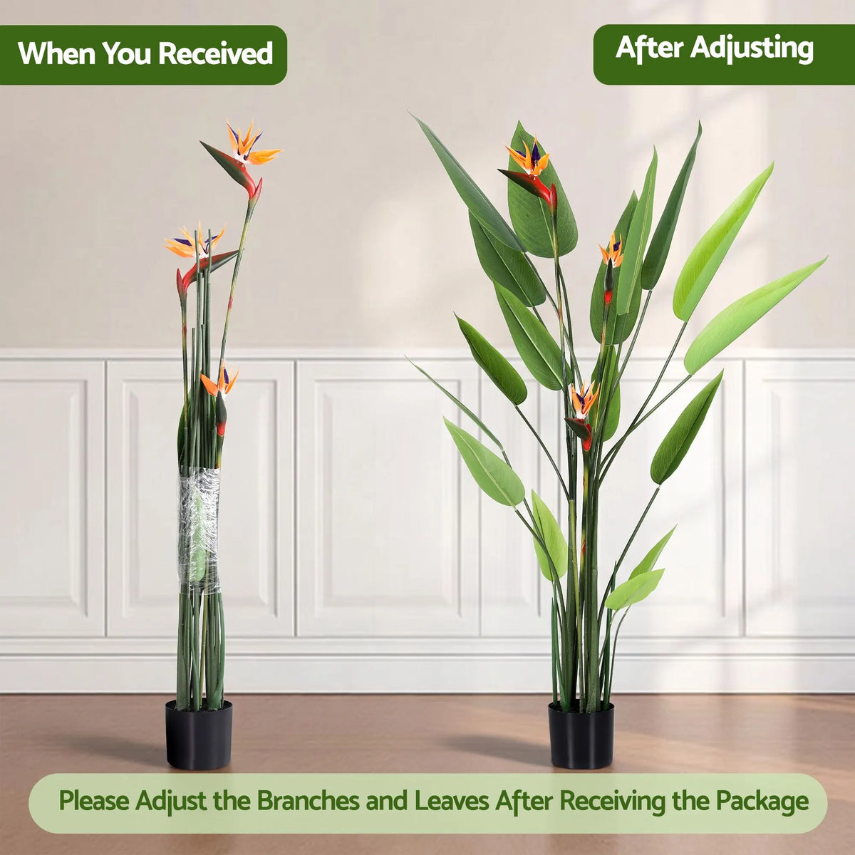 Artiss 150cm Artificial Bird of Paradise Plant with Flowers Realistic Leaves for Home Office Decor - Image 3