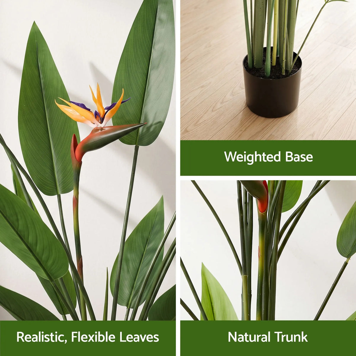 Artiss 150cm Artificial Bird of Paradise Plant with Flowers Realistic Leaves for Home Office Decor - Image 5