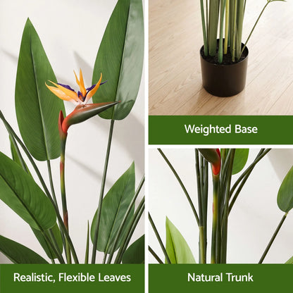 Artiss 150cm Artificial Bird of Paradise Plant with Flowers Realistic Leaves for Home Office Decor - Image 5