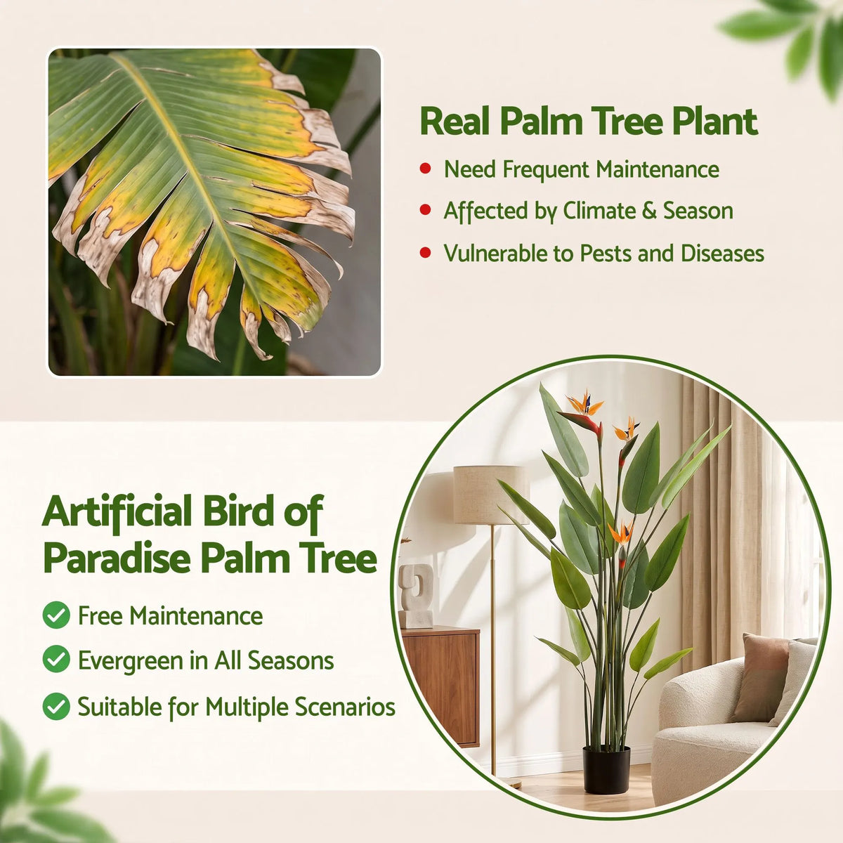 Artiss 150cm Artificial Bird of Paradise Plant with Flowers Realistic Leaves for Home Office Decor - Image 6