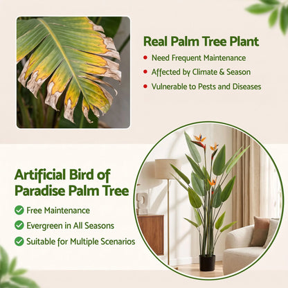 Artiss 150cm Artificial Bird of Paradise Plant with Flowers Realistic Leaves for Home Office Decor - Image 6
