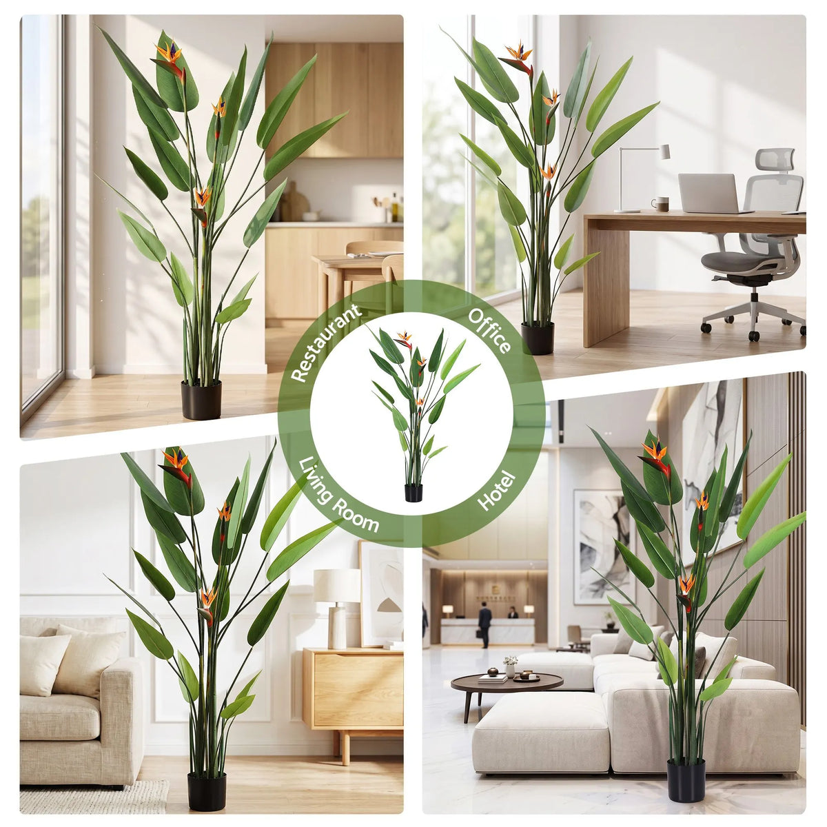 Artiss 150cm Artificial Bird of Paradise Plant with Flowers Realistic Leaves for Home Office Decor - Image 8
