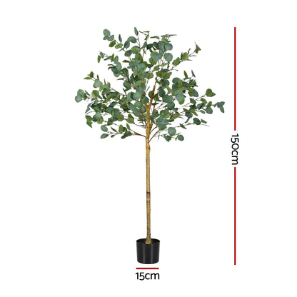 Artiss 150cm Artificial Eucalyptus Tree with Realistic Textured Leaves for Indoor Home Office Decor - Image 2