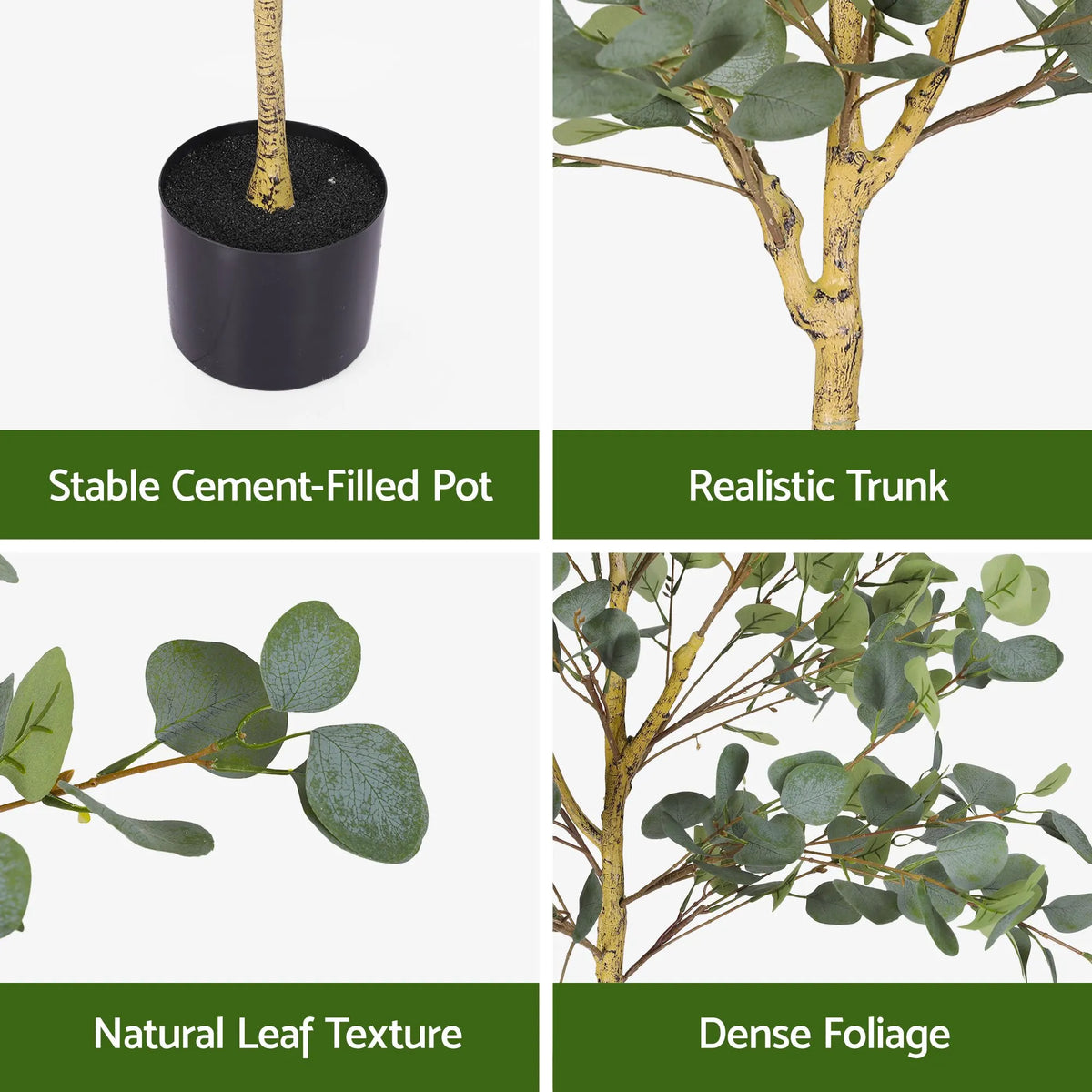 Artiss 150cm Artificial Eucalyptus Tree with Realistic Textured Leaves for Indoor Home Office Decor - Image 4