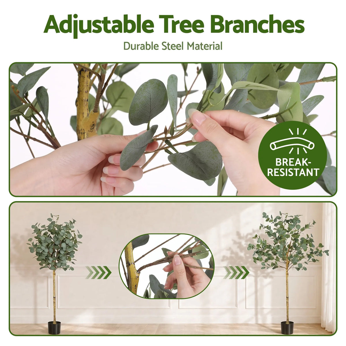 Artiss 150cm Artificial Eucalyptus Tree with Realistic Textured Leaves for Indoor Home Office Decor - Image 5