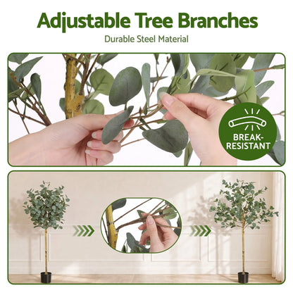 Artiss 150cm Artificial Eucalyptus Tree with Realistic Textured Leaves for Indoor Home Office Decor - Image 5