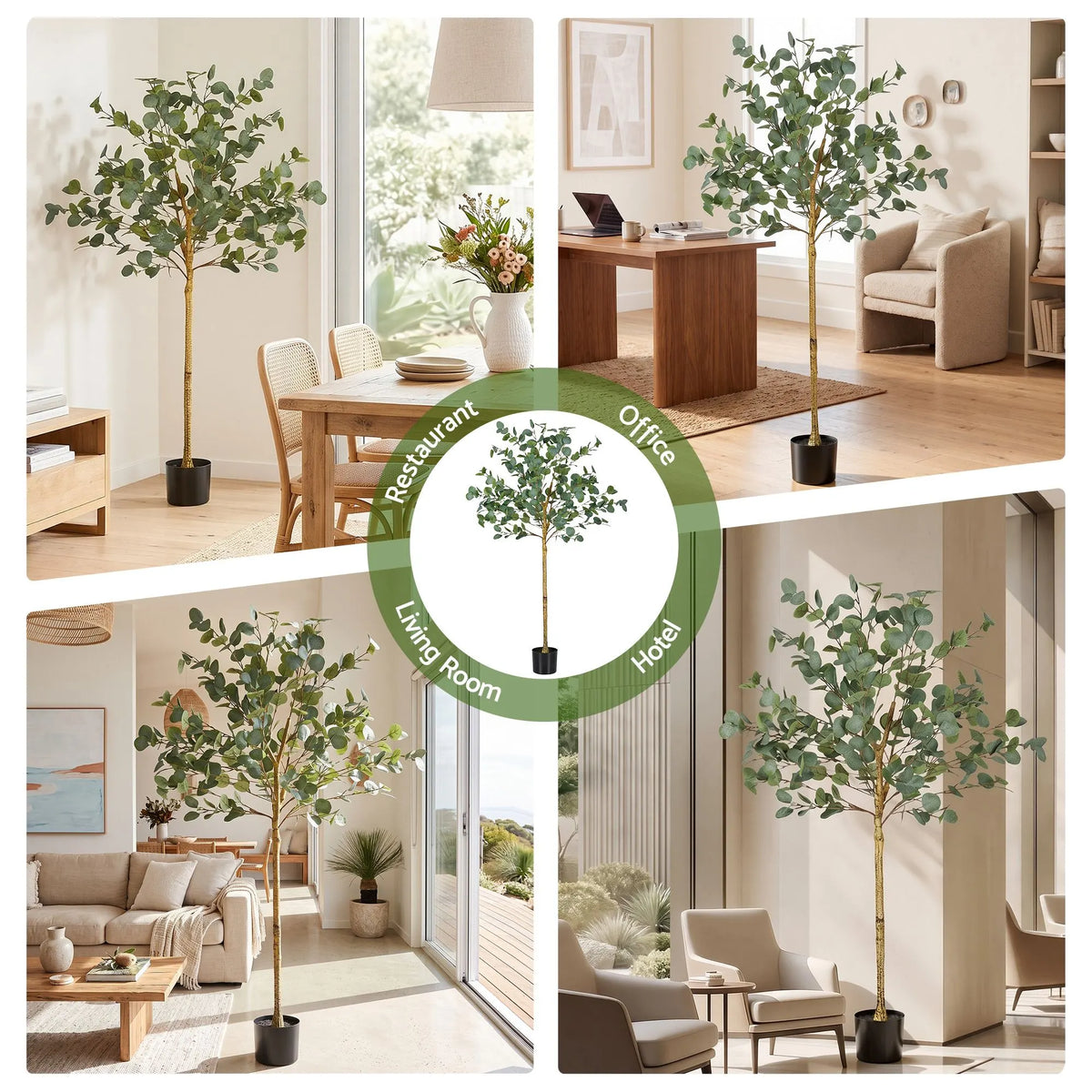 Artiss 150cm Artificial Eucalyptus Tree with Realistic Textured Leaves for Indoor Home Office Decor - Image 8