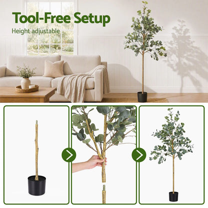 Artiss 180cm Artificial Eucalyptus Tree with Realistic Textured Leaves for Indoor Home Office Decor - Image 3