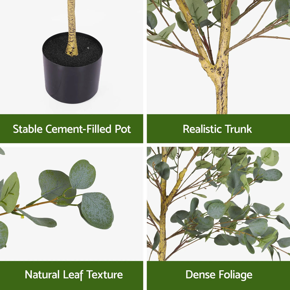 Artiss 180cm Artificial Eucalyptus Tree with Realistic Textured Leaves for Indoor Home Office Decor - Image 4