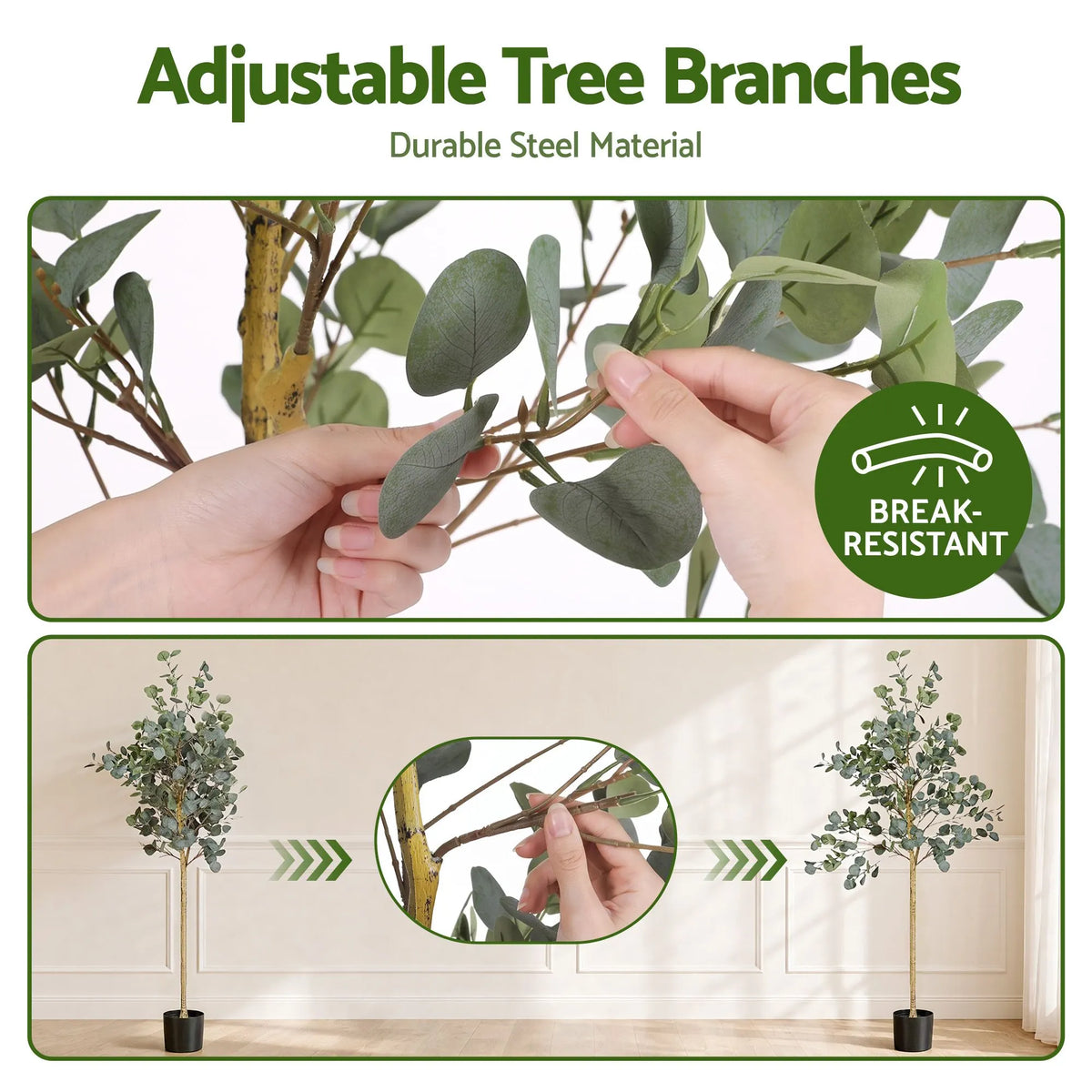 Artiss 180cm Artificial Eucalyptus Tree with Realistic Textured Leaves for Indoor Home Office Decor - Image 5