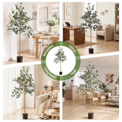 Artiss 180cm Artificial Eucalyptus Tree with Realistic Textured Leaves for Indoor Home Office Decor - Image 8