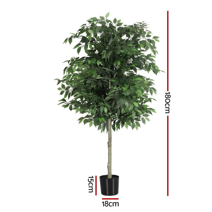 Artiss 180cm Artificial Ficus Tree Faux Trees Indoor Decor Artificial Plants Lifelike Plant 1.8M - Image 3