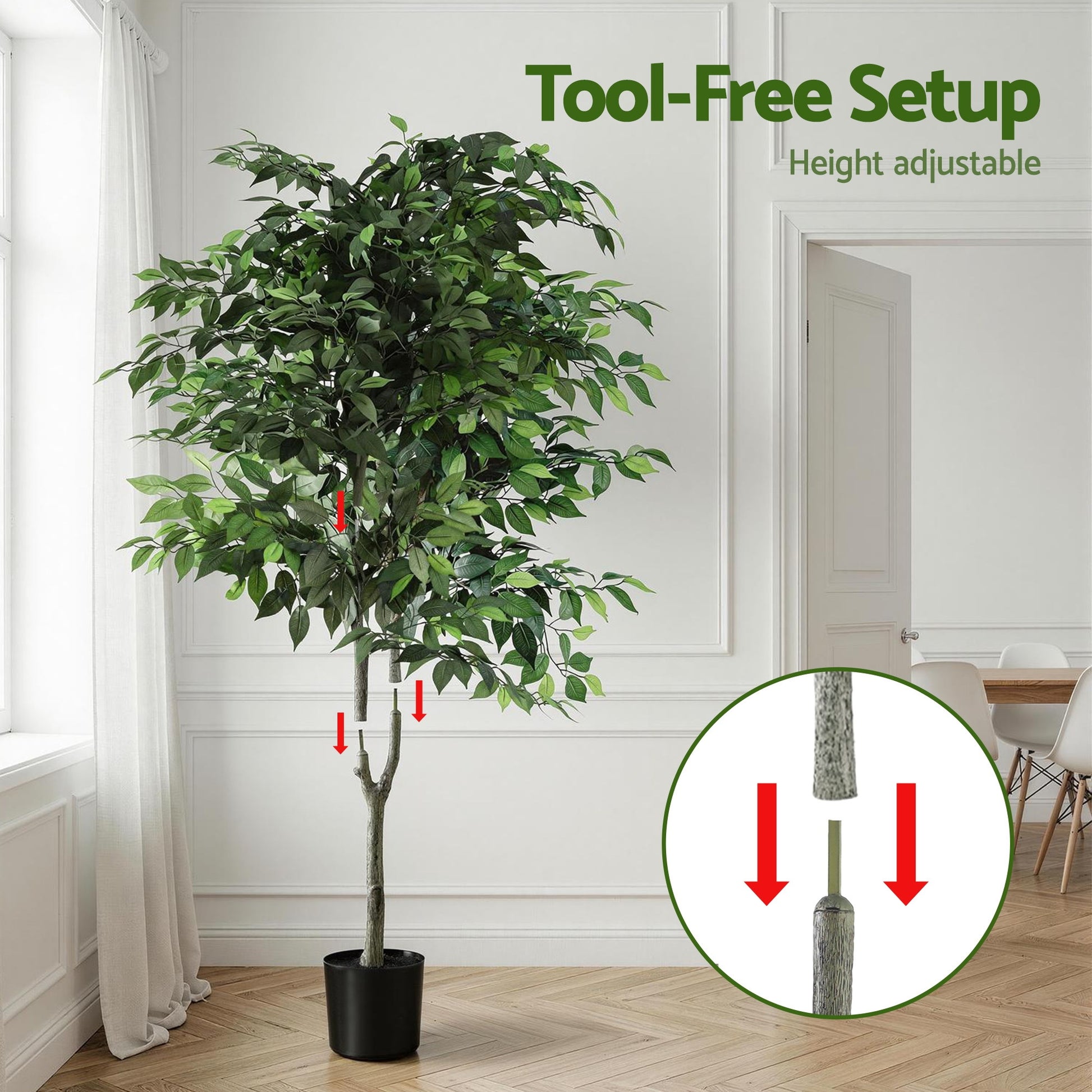 Artiss 180cm Artificial Ficus Tree Faux Trees Indoor Decor Artificial Plants Lifelike Plant 1.8M - Image 7