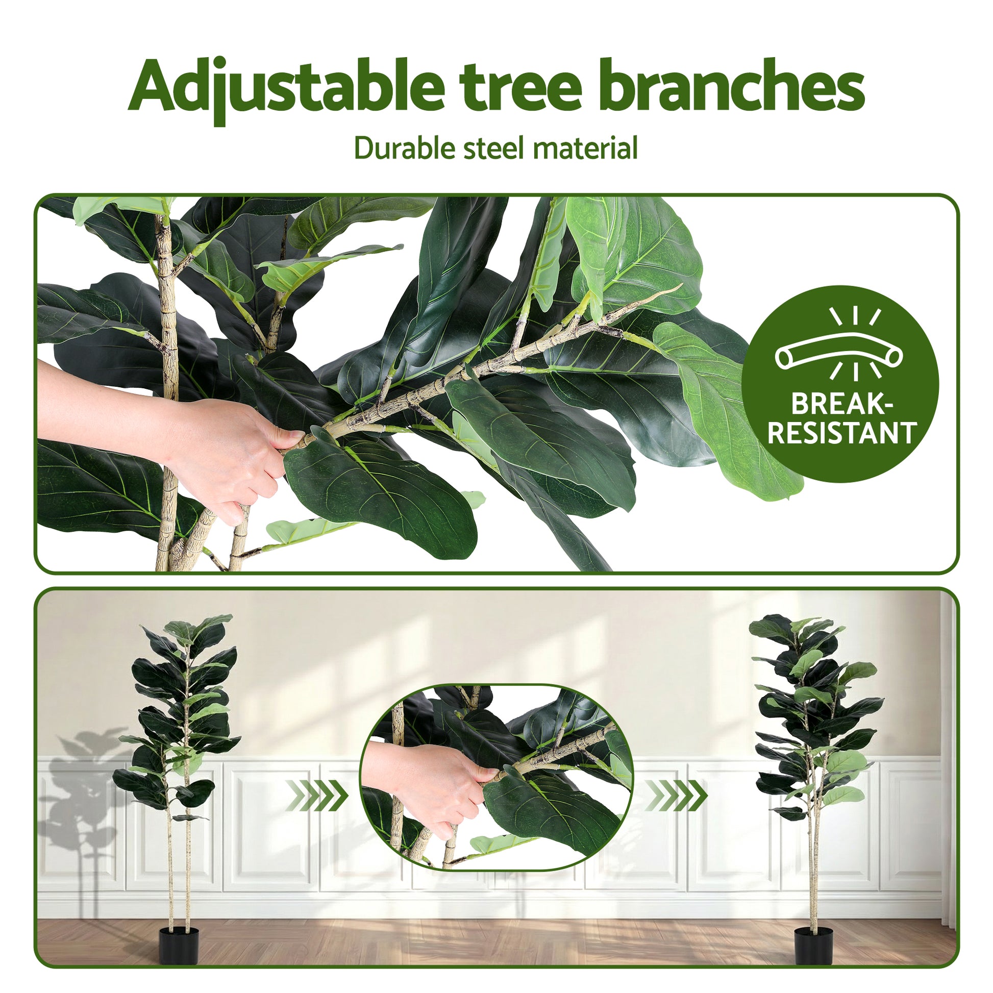 Artiss 150cm Artificial Fiddle Tree Faux Trees Indoor Decor Artificial Plants Lifelike Plant 1.5M - Image 7