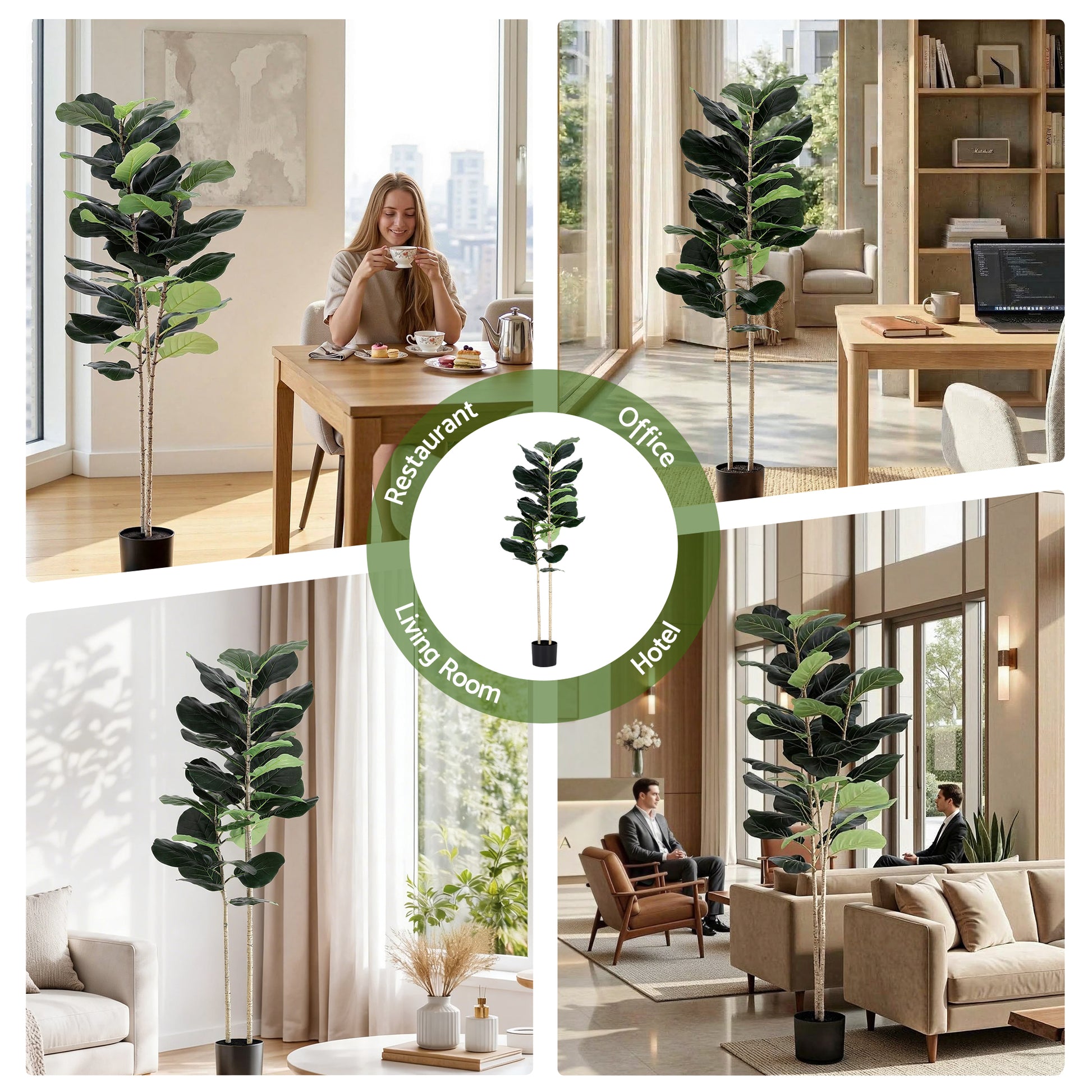 Artiss 150cm Artificial Fiddle Tree Faux Trees Indoor Decor Artificial Plants Lifelike Plant 1.5M - Image 9