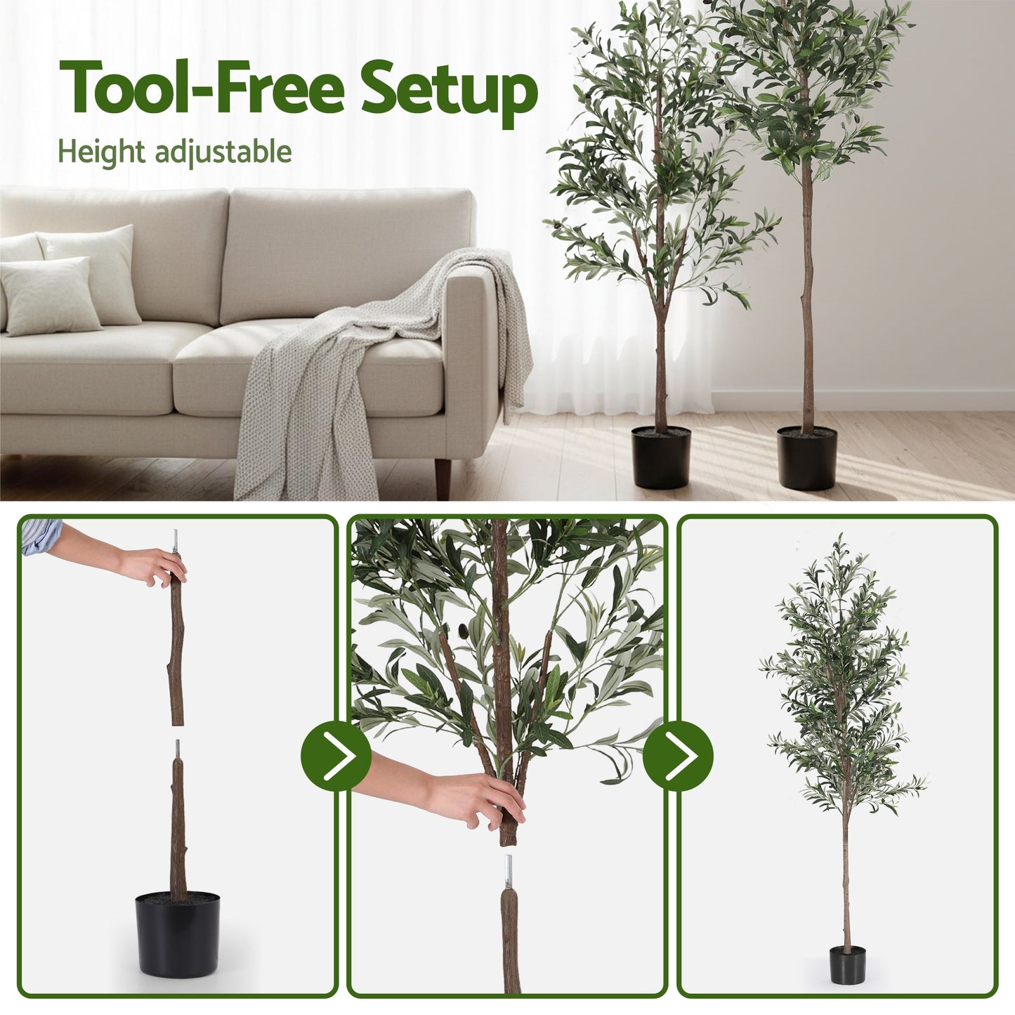 Artiss 210cm Artificial Olive Tree Faux Trees Indoor Decor Artificial Plants Lifelike Plant 2.1M - Image 6